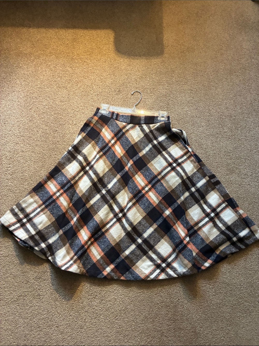 Cupshe Plaid Circle Skirt - Navy, Cream & Rust